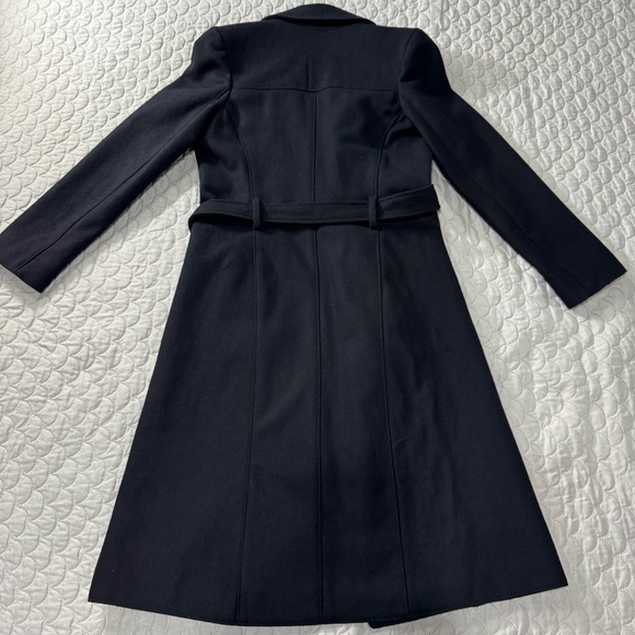 Old Navy Long Black Wool Coat w/ Single Button & Belted Closure, Pockets, Small - Picture 9 of 11
